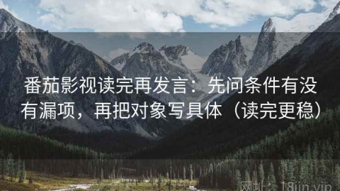 番茄影视读完再发言：先问条件有没有漏项，再把对象写具体（读完更稳）