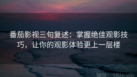 番茄影视三句复述：掌握绝佳观影技巧，让你的观影体验更上一层楼